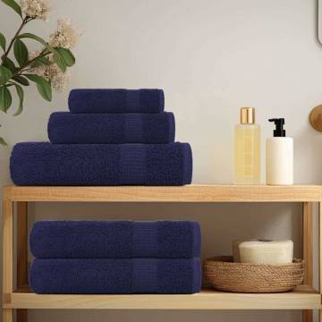  6 Piece Towel Set Navy Blue 360 gsm 100% Cotton