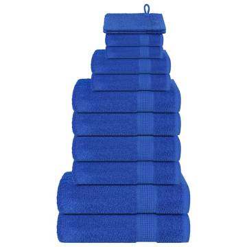  12 Piece Towel Set Blue 360 gsm 100% Cotton