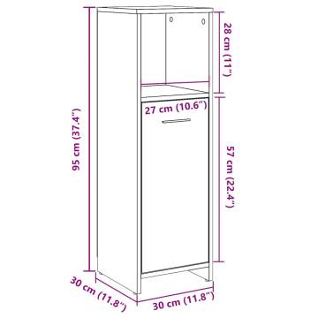  Bathroom Cabinet Concrete Grey 30x30x95 cm Engineered Wood