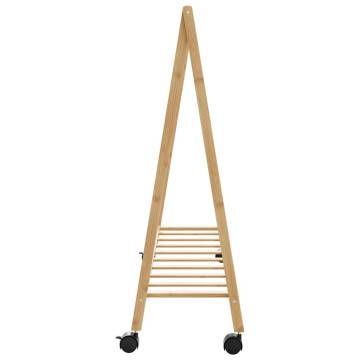  Clothes Rack with Shelves and Wheels 106x34x106.5 cm Bamboo