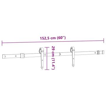  Sliding Door Hardware Kit 152.5 cm Steel Black