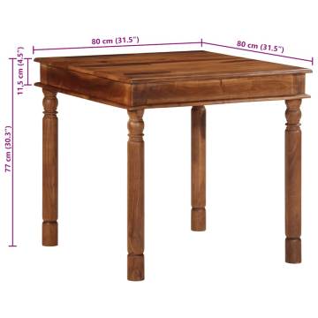  Dining Table 80x80x77 cm Solid Wood Acacia