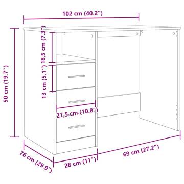  Desk Old Wood 102x76x50 cm Engineered Wood