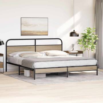  Metal Bed Frame without Mattress Smoked Oak 183x213 cm