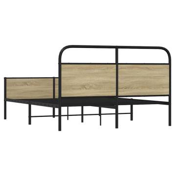  Metal Bed Frame without Mattress Sonoma Oak 150x200 cm King Size