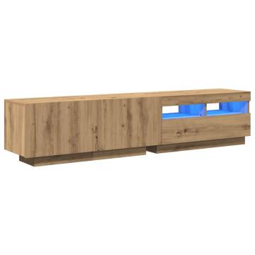  TV Cabinet with LED Lights Artisan Oak 180x35x40 cm Engineered Wood