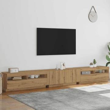  TV Cabinet with LED Lights Artisan Oak 300x35x40 cm Engineered Wood