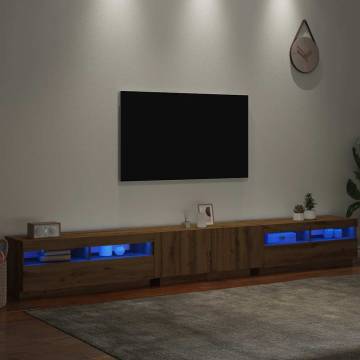  TV Cabinet with LED Lights Artisan Oak 300x35x40 cm Engineered Wood