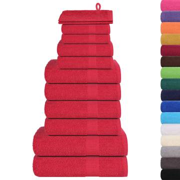  12 Piece Towel Set Red 360 gsm 100% Cotton