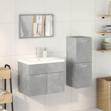  3 Piece Bathroom Furniture Set Concrete Grey Engineered Wood