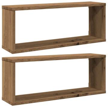  Wall Cube Shelves 2 pcs Artisan Oak 60x15x23 cm Engineered Wood