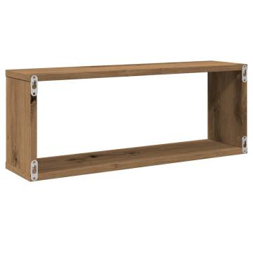  Wall Cube Shelves 2 pcs Artisan Oak 60x15x23 cm Engineered Wood