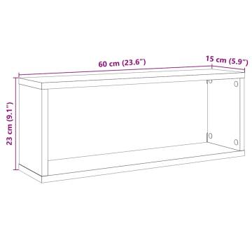  Wall Cube Shelves 2 pcs Artisan Oak 60x15x23 cm Engineered Wood