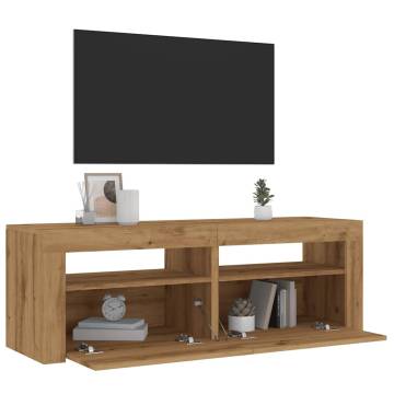  TV Cabinet with LED Lights Artisan Oak 120x35x40 cm Engineered Wood