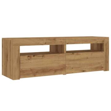  TV Cabinet with LED Lights Artisan Oak 120x35x40 cm Engineered Wood