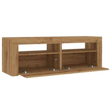  TV Cabinet with LED Lights Artisan Oak 120x35x40 cm Engineered Wood