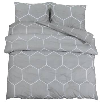 Duvet Cover Set Grey 240x220 cm Cotton