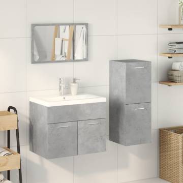  4 Piece Bathroom Furniture Set Concrete Grey Engineered Wood