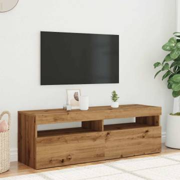  TV Cabinet with LED Lights Artisan Oak 120x35x40 cm Engineered Wood