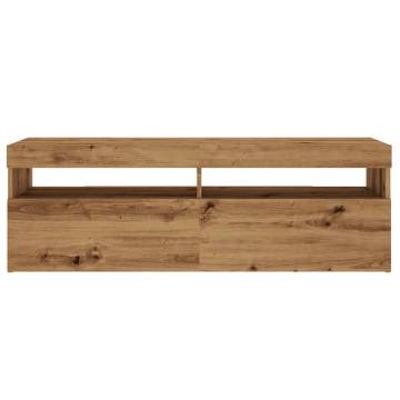  TV Cabinet with LED Lights Artisan Oak 120x35x40 cm Engineered Wood