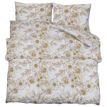 Duvet Cover Set White and Brown 135x200 cm Cotton