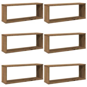  Wall Cube Shelves 6 pcs Artisan Oak 60x15x23 cm Engineered Wood