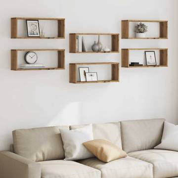  Wall Cube Shelves 6 pcs Artisan Oak 60x15x23 cm Engineered Wood