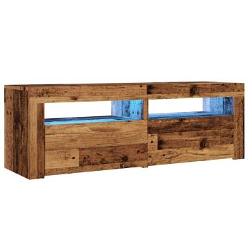  TV Cabinet with LED Lights Old Wood 120x35x40 cm Engineered Wood