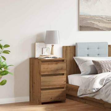  Bedside Cabinet Artisan Oak 40x35x62.5 cm Engineered Wood