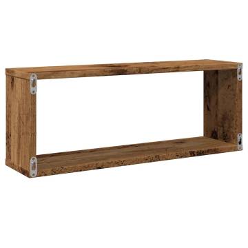  Wall Cube Shelves 2 pcs Old Wood 60x15x23 cm Engineered Wood