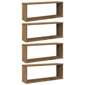  Wall Cube Shelves 4 pcs Artisan Oak 60x15x23 cm Engineered Wood