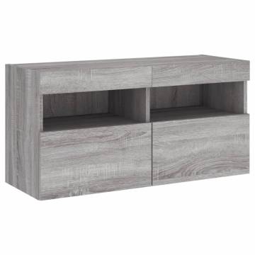 TV Wall Cabinet with LED Lights Grey Sonoma 80x30x40 cm