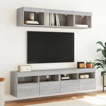 TV Wall Cabinet with LED Lights Grey Sonoma 80x30x40 cm