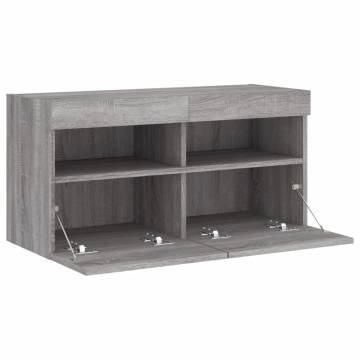 TV Wall Cabinet with LED Lights Grey Sonoma 80x30x40 cm