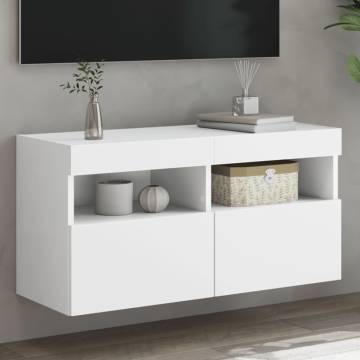 TV Wall Cabinet with LED Lights White 80x30x40 cm