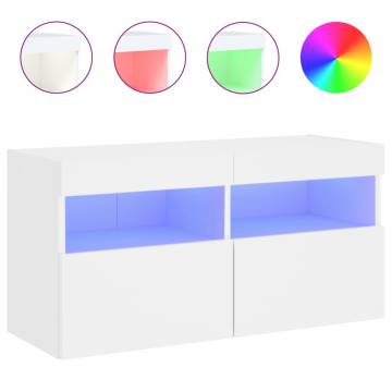 TV Wall Cabinet with LED Lights White 80x30x40 cm