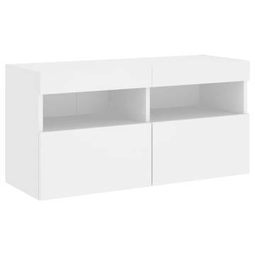 TV Wall Cabinet with LED Lights White 80x30x40 cm