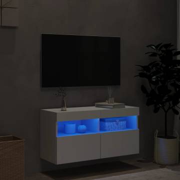 TV Wall Cabinet with LED Lights White 80x30x40 cm