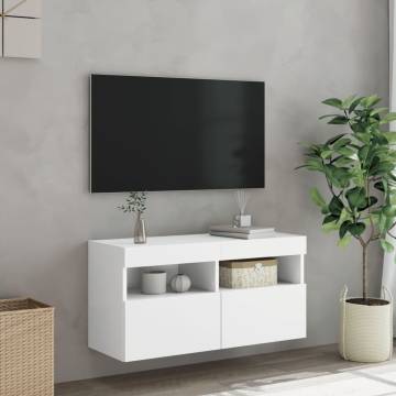 TV Wall Cabinet with LED Lights White 80x30x40 cm