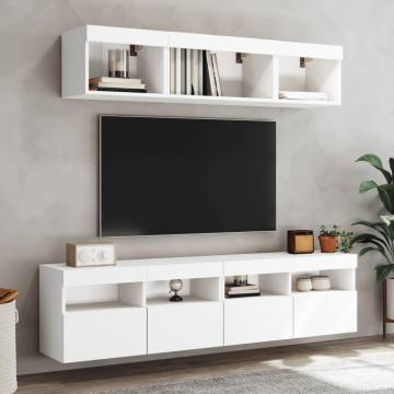 TV Wall Cabinet with LED Lights White 80x30x40 cm