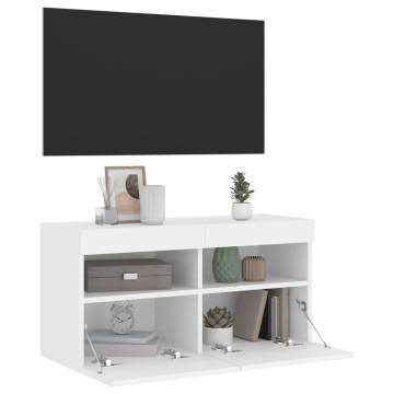 TV Wall Cabinet with LED Lights White 80x30x40 cm