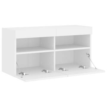 TV Wall Cabinet with LED Lights White 80x30x40 cm