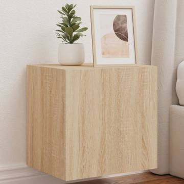 TV Wall Cabinets with LED Lights 2 pcs Sonoma Oak 40.5x35x40 cm