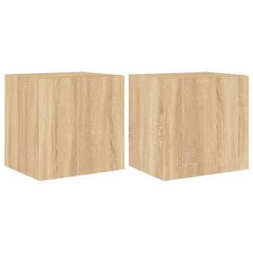 TV Wall Cabinets with LED Lights 2 pcs Sonoma Oak 40.5x35x40 cm