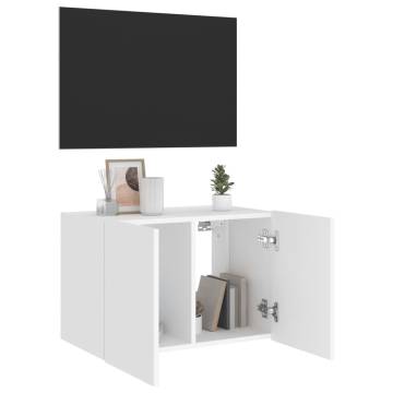 TV Wall Cabinet with LED Lights White 60x35x41 cm