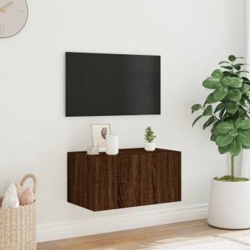 TV Wall Cabinet with LED Lights Brown Oak 60x35x31 cm