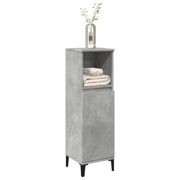  Bathroom Cabinet Concrete Grey 30x30x100 cm Engineered Wood