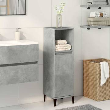  Bathroom Cabinet Concrete Grey 30x30x100 cm Engineered Wood