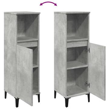  Bathroom Cabinet Concrete Grey 30x30x100 cm Engineered Wood