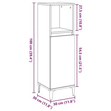  Bathroom Cabinet Concrete Grey 30x30x100 cm Engineered Wood